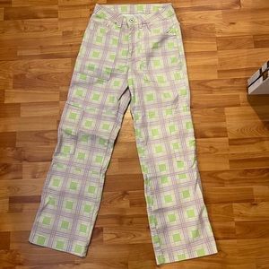 Ragged Plaid Cargo Jean